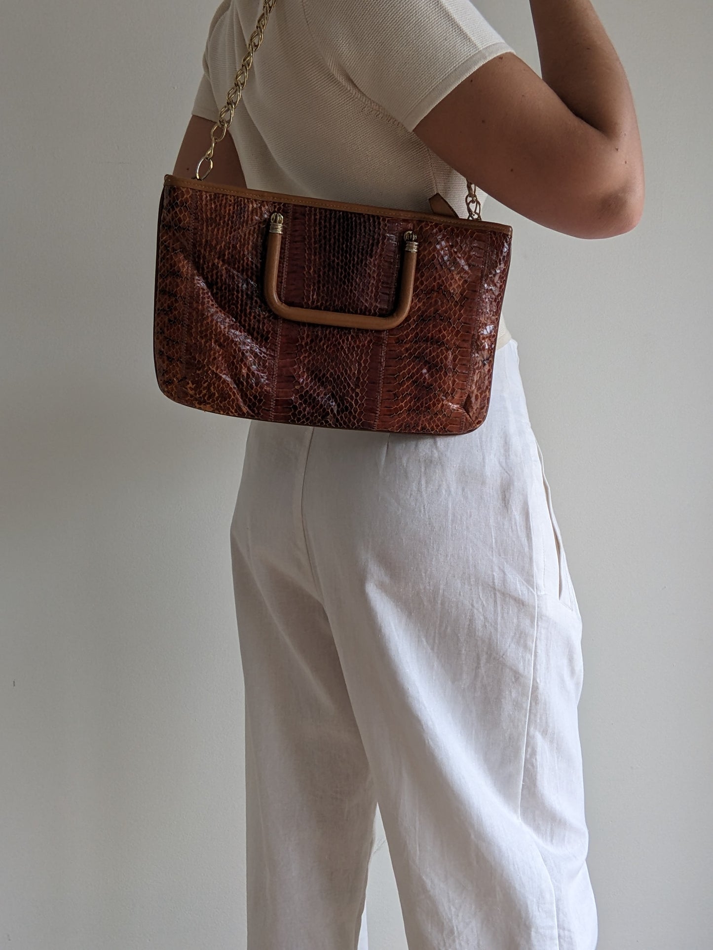 Amazing Vintage Snakeskin Chain Purse