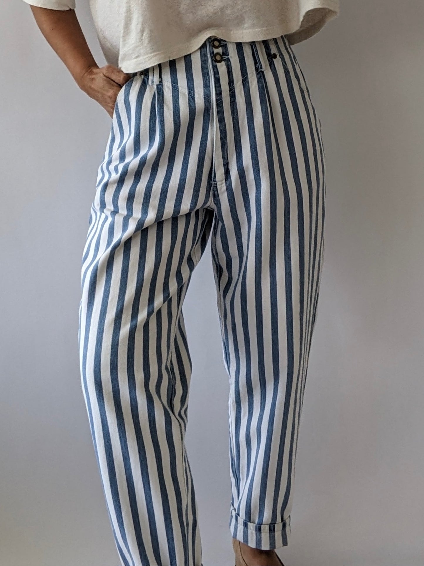 Vintage Blue Striped Denim