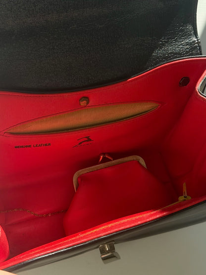 Lovely Vintage Koret Black Leather Handbag & Coin Purse