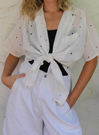Vintage Lightweight Eyelet Button Up