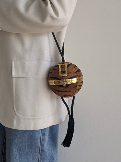 Unique Vintage Printed Sphere Tassel Purse