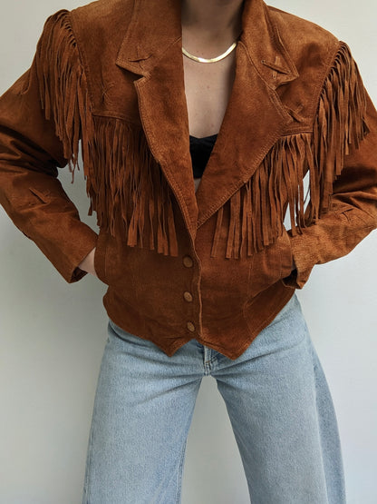 Vintage Cinnamon Fringed Suede Jacket