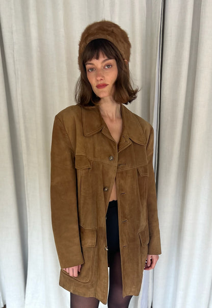 Vintage Russet Suede Chore Coat