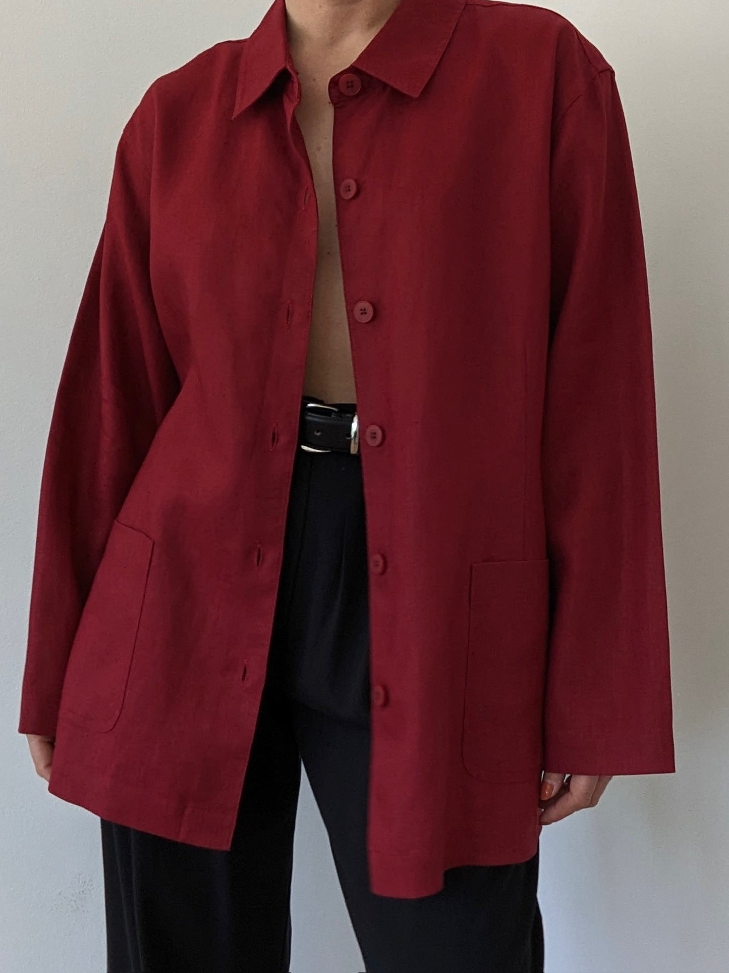 Vintage Wine Linen Chore Jacket