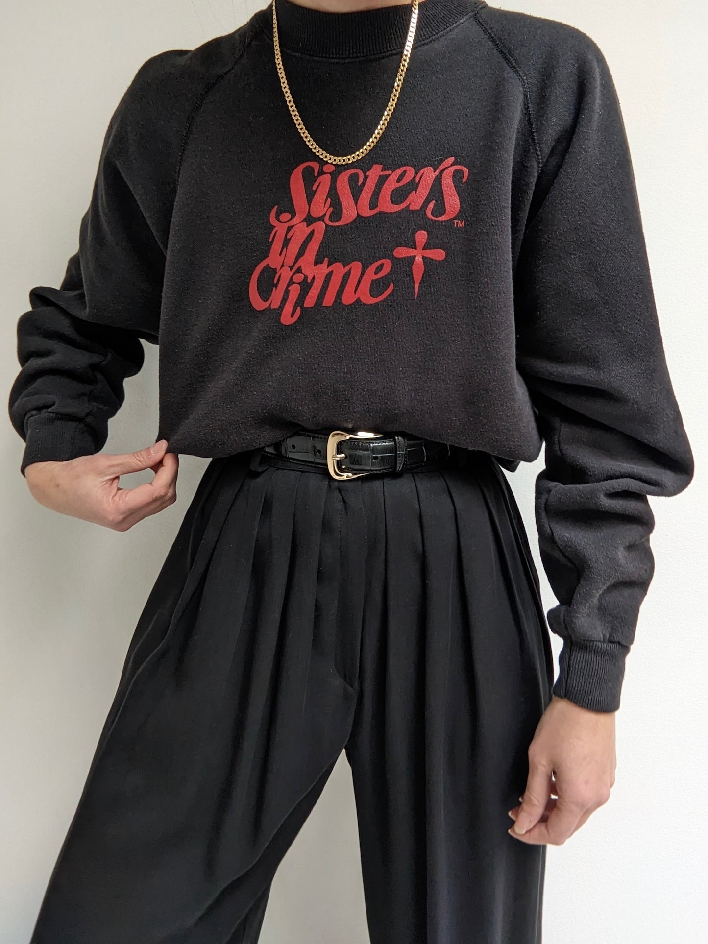 Vintage "Sisters in Crime" Raglan Sweatshirt