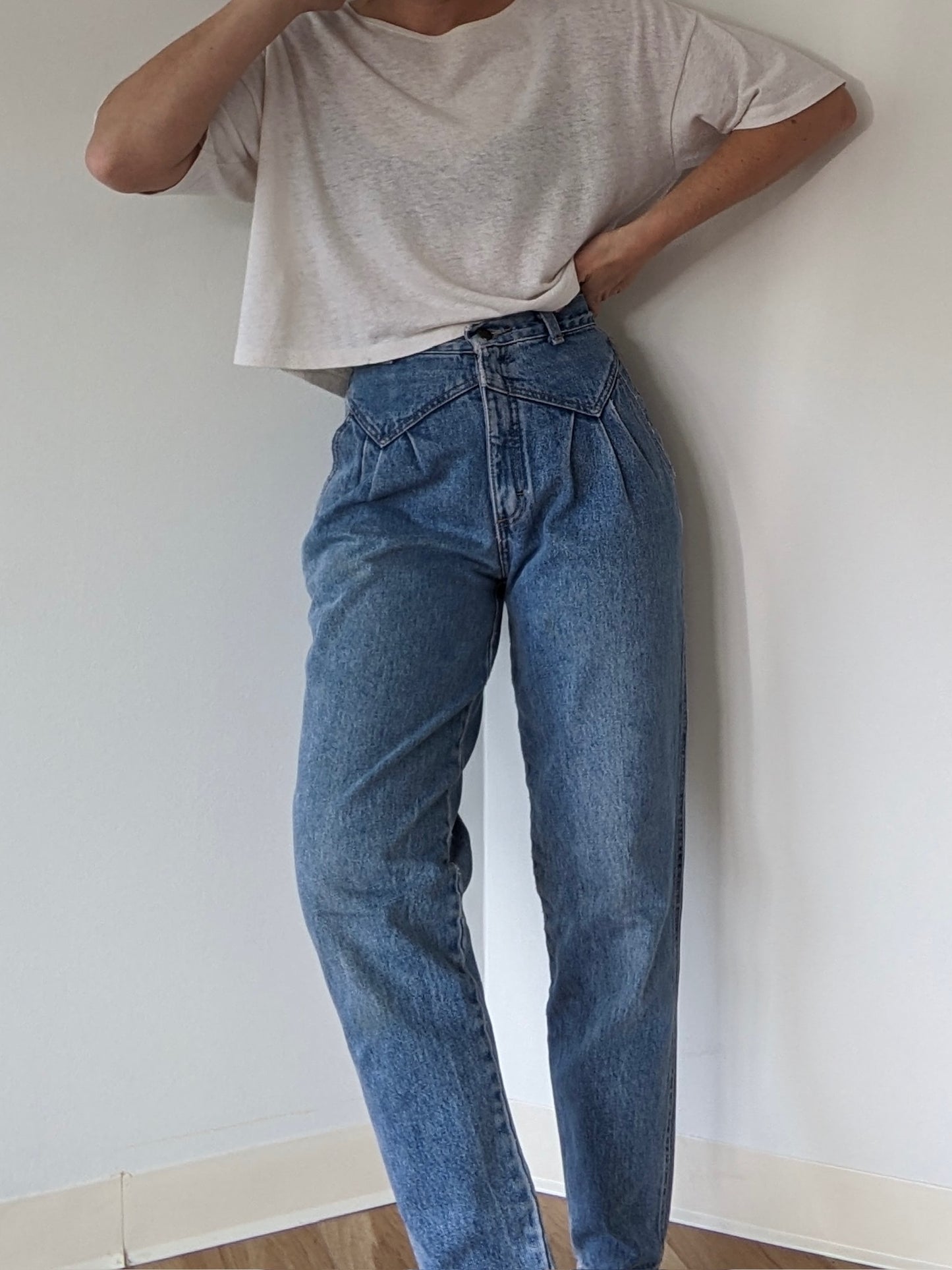 Vintage High-Rise Pleated Denim