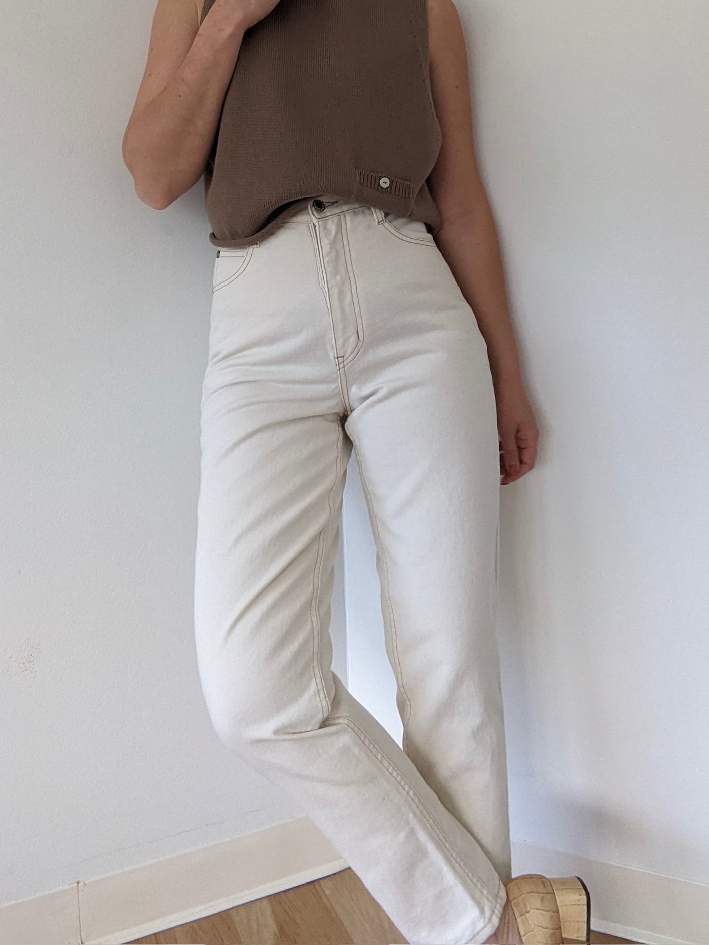 Vintage Bone White High-Rise Denim
