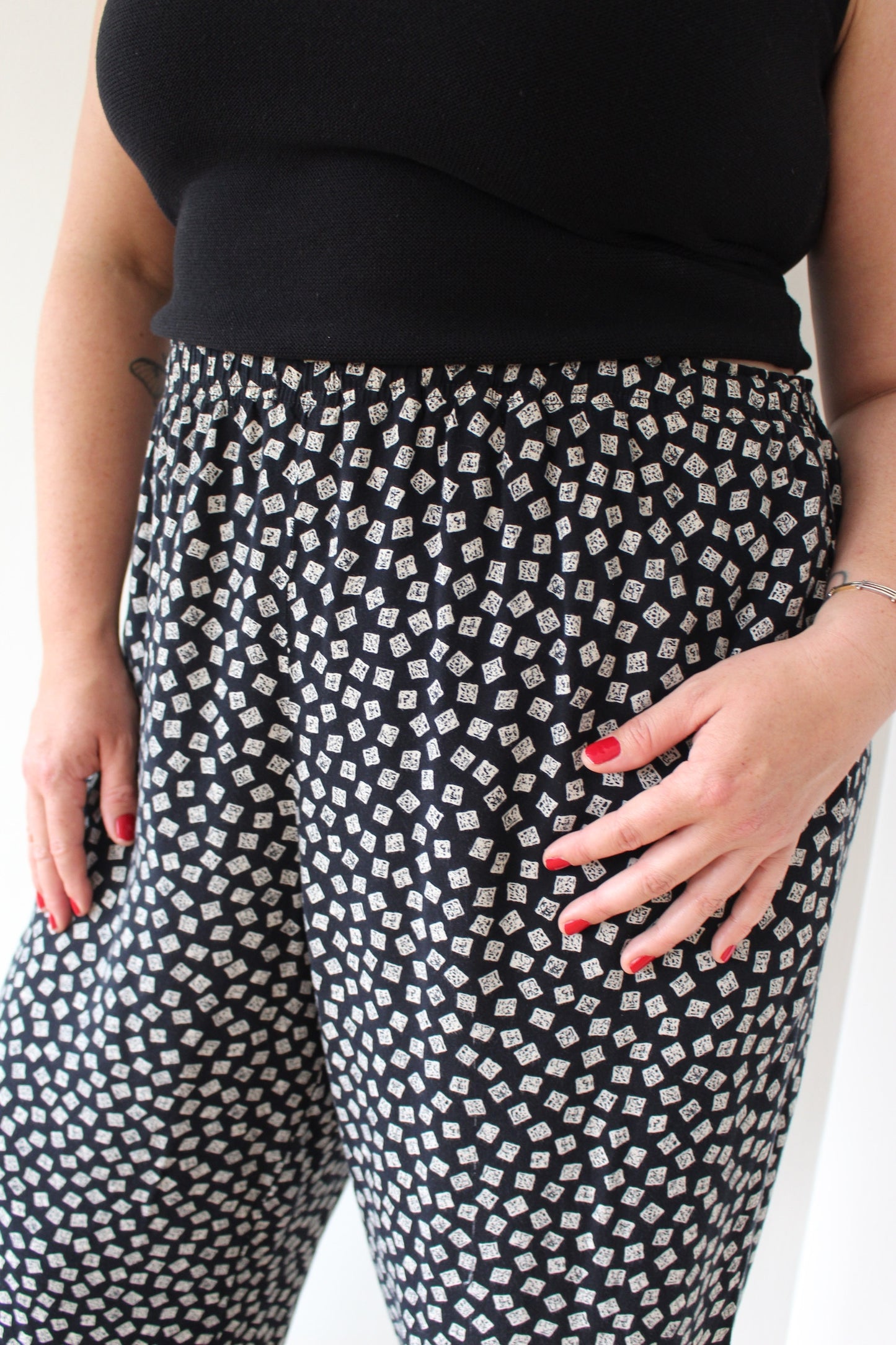 Vintage Geometric-Printed Easy Pants