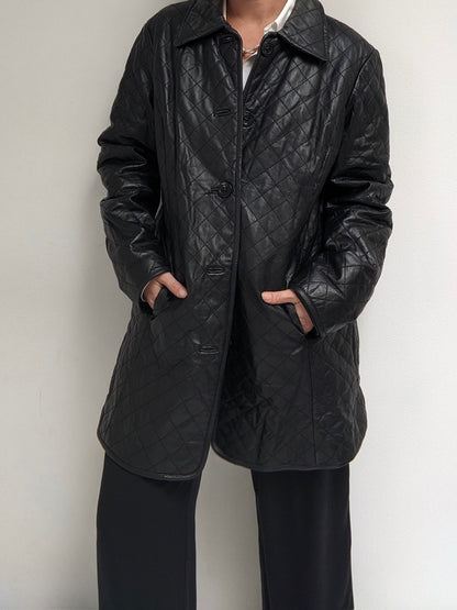 Vintage Ink Quilted Lamb Leather Jacket