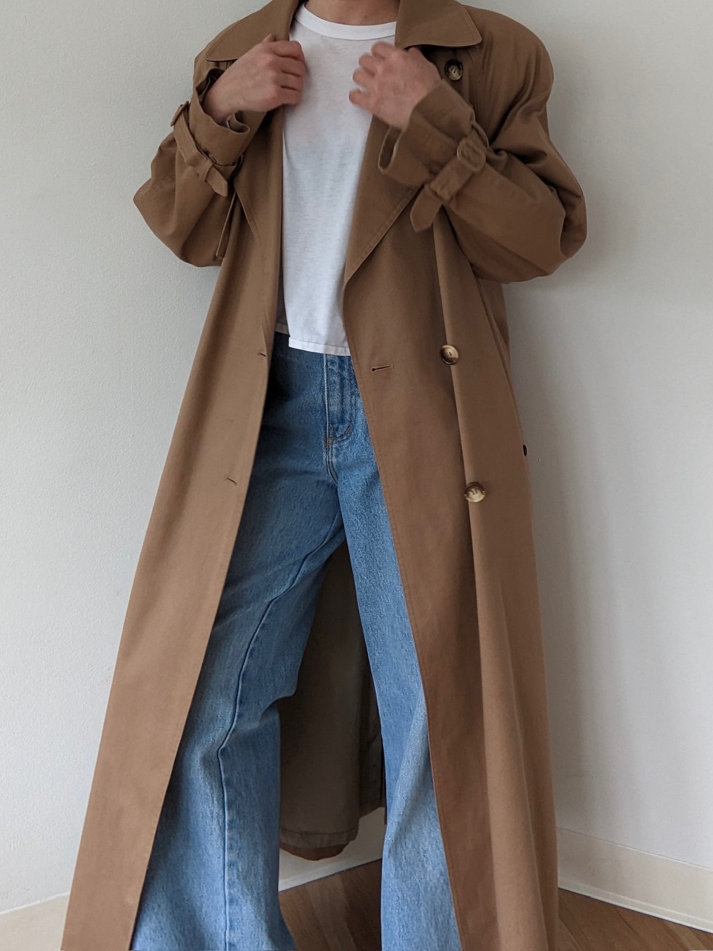 Vintage Mocha Cotton Twill Trench Coat