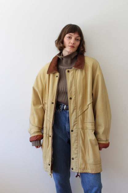 Incredible Vintage Two-Toned Leather Chore Coat