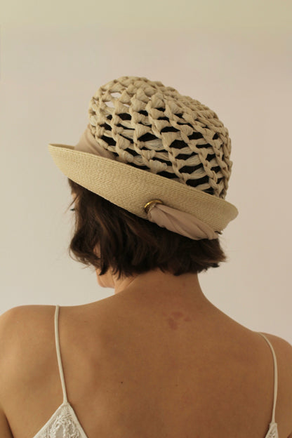 Incredible Vintage Woven Cloche Hat