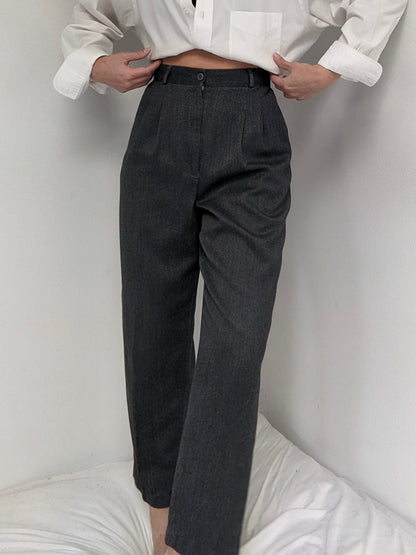 Vintage Pleated Charcoal Trousers