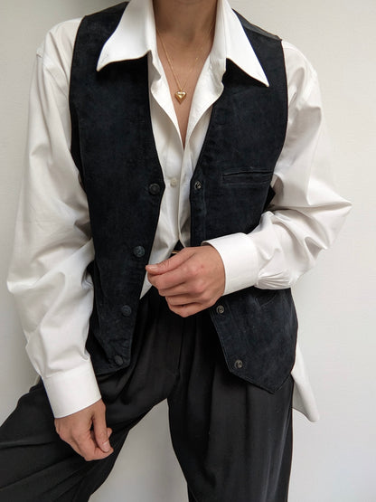 Vintage Black Suede Vest