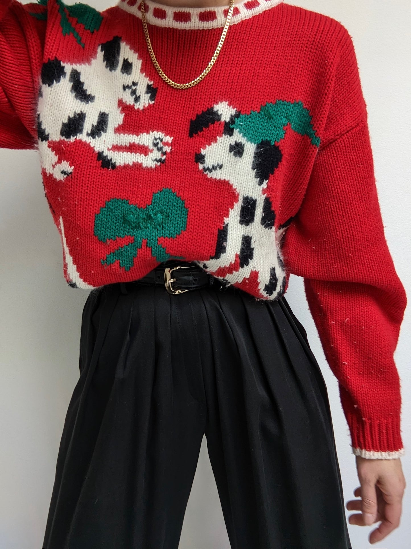 Incredible Vintage Angora Dalmatian Sweater