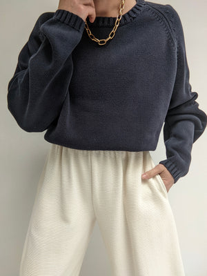 Vintage Faded Navy Cotton Sweater