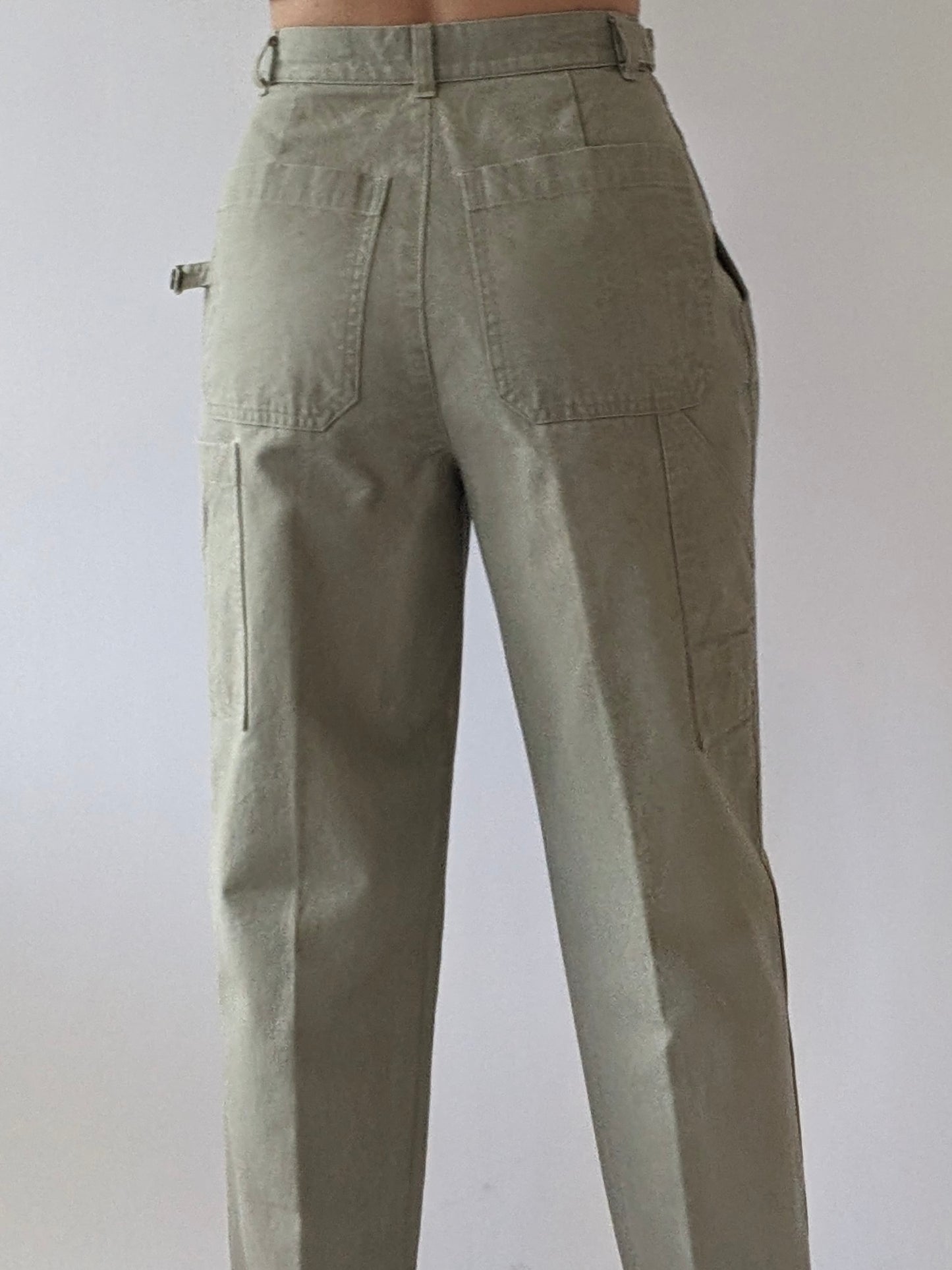 Vintage Stone Pleated Cargo Trousers
