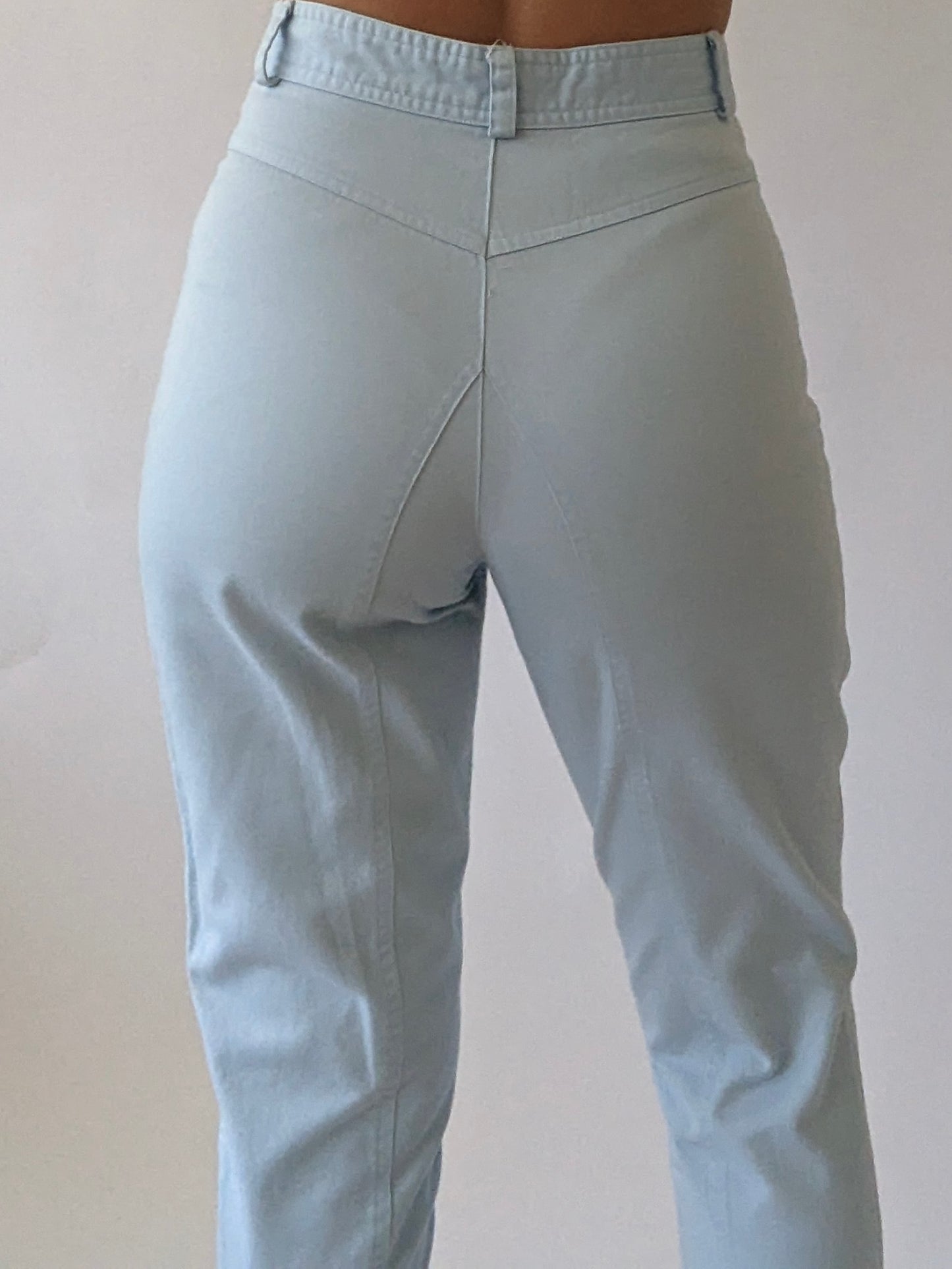 Vintage Sky Blue Twilled Cotton Pants