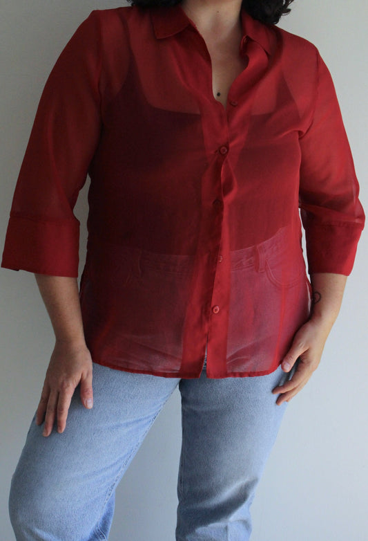 Vintage Rouge Sheer Tunic Blouse