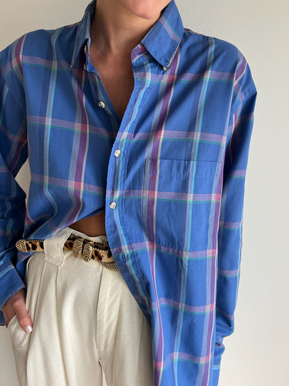 Vintage Christian Dior Cerulean Plaid Shirt