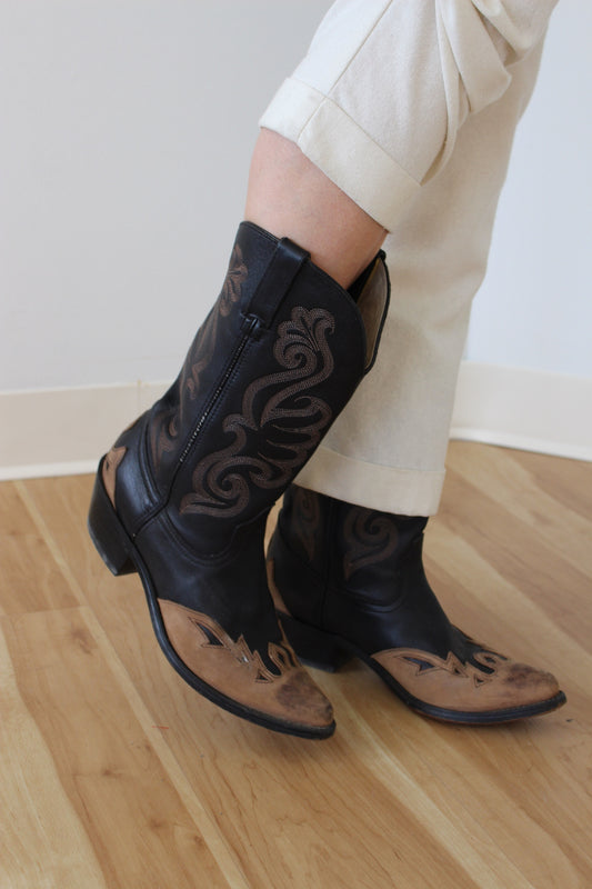Incredible Vintage Durango Two-Toned Leather Cowboy Boots