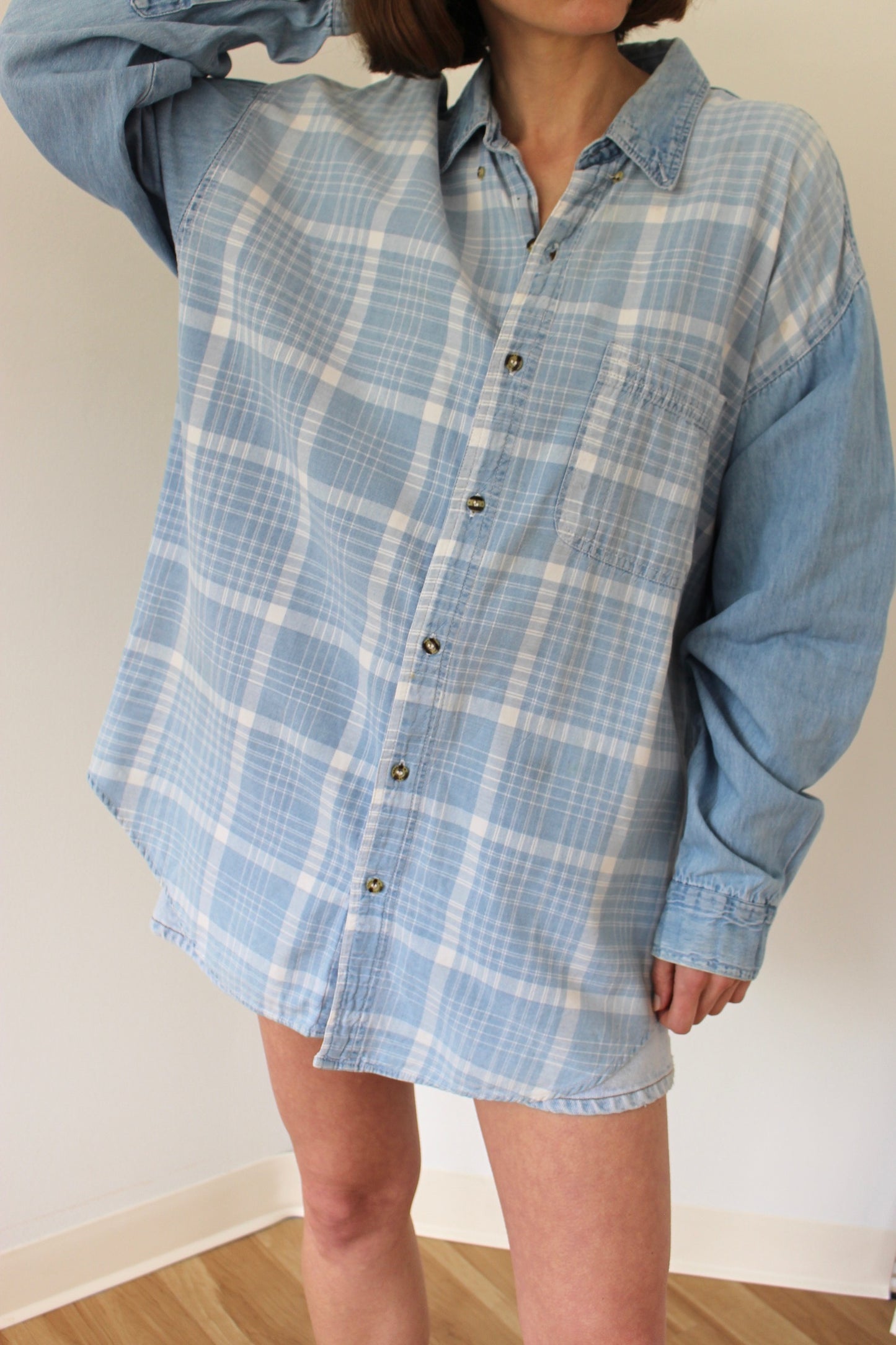 Vintage Plaid Denim Shirt