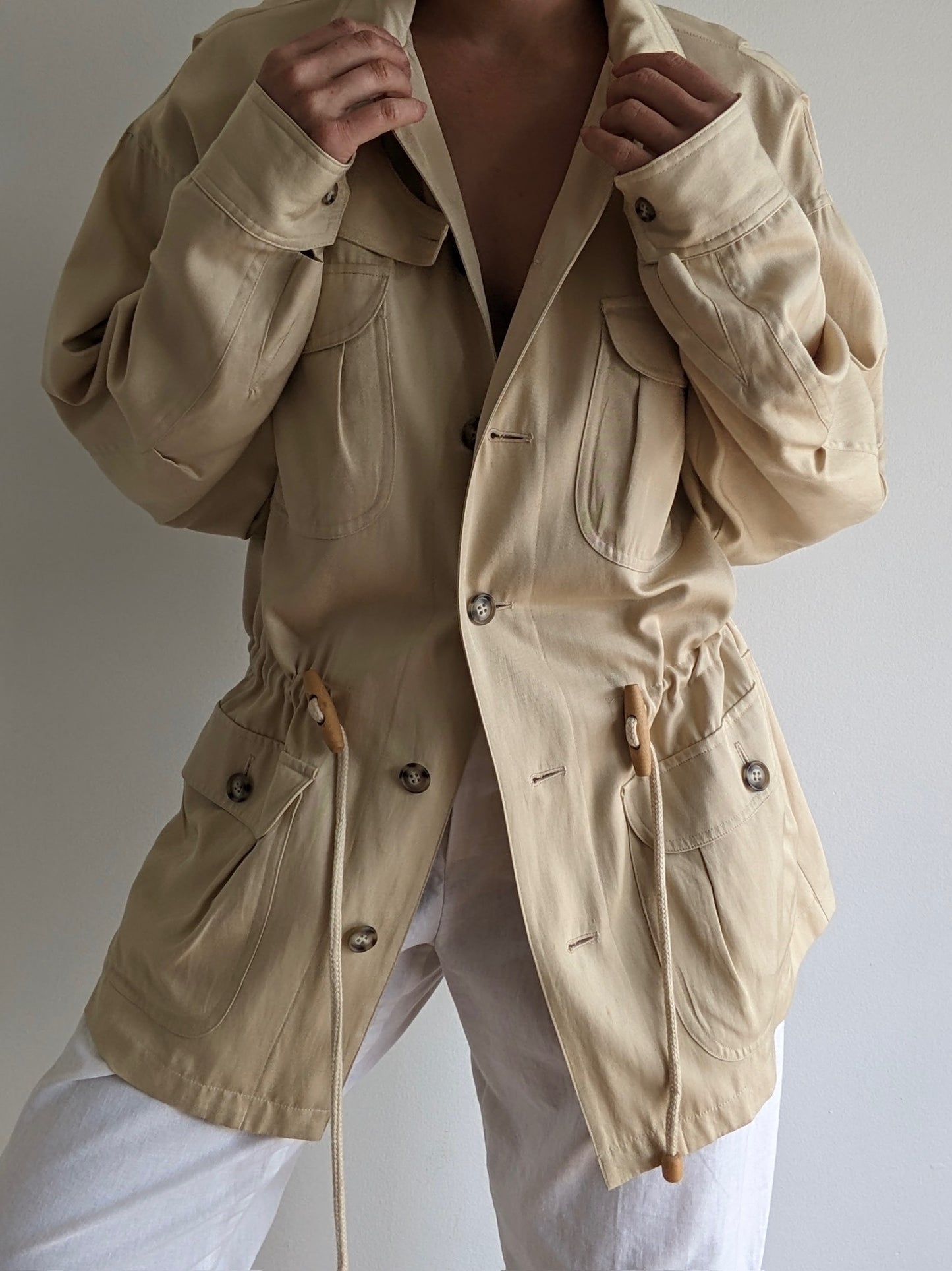 Vintage Sand Twilled Silk Chore Jacket