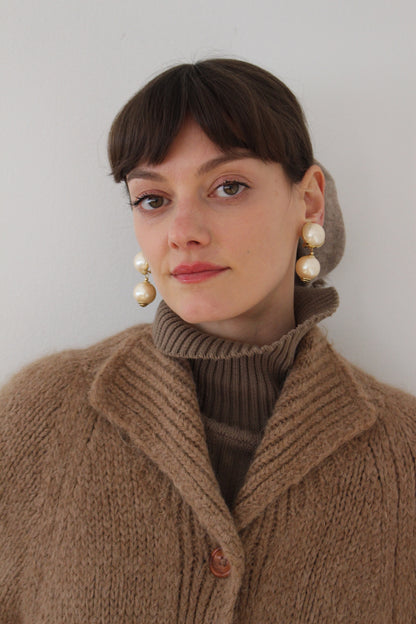 Vintage Domed Faux Pearl Drop Earrings