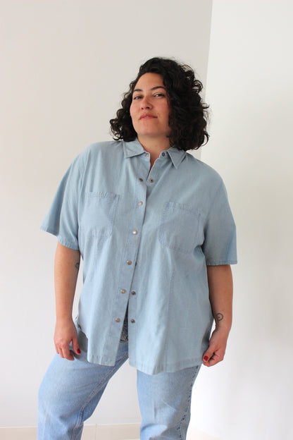 Vintage Chambray Snap Button Shirt