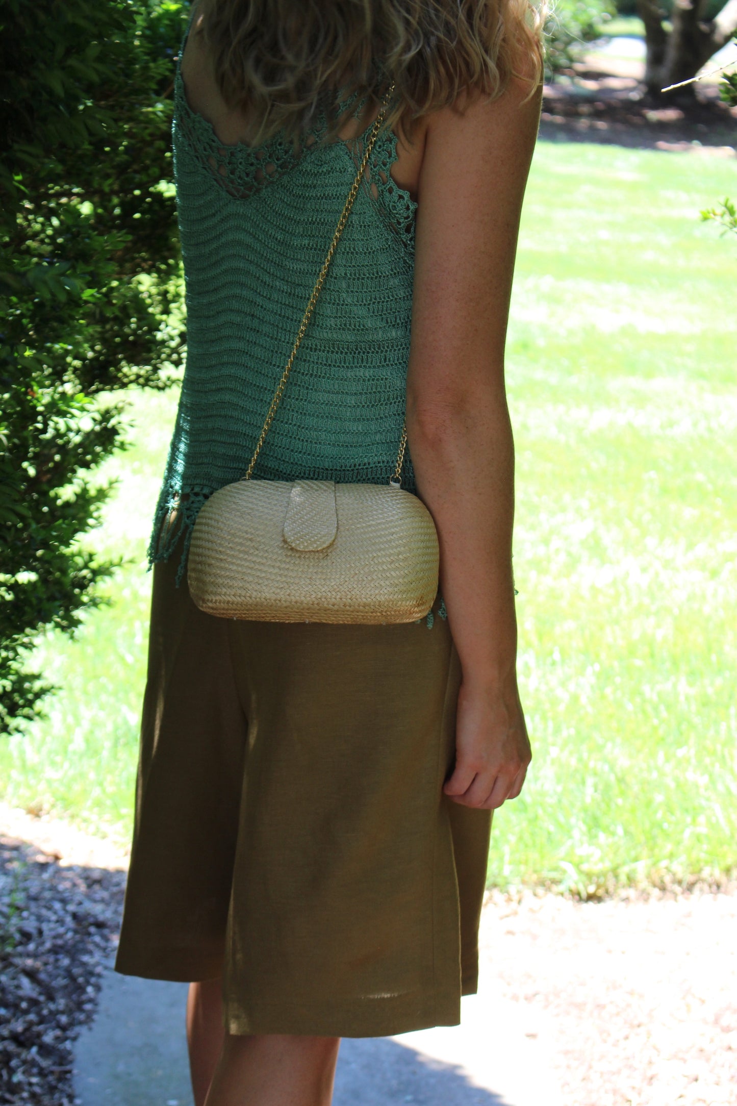 Vintage Woven & Chain Crossbody Bag