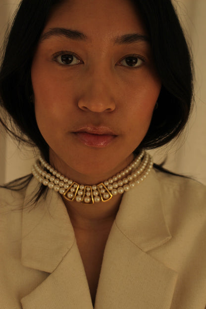Vintage Tiered Faux Pearl Strand Necklace