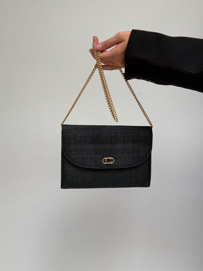 Lovely Vintage Onyx Woven Envelope Purse
