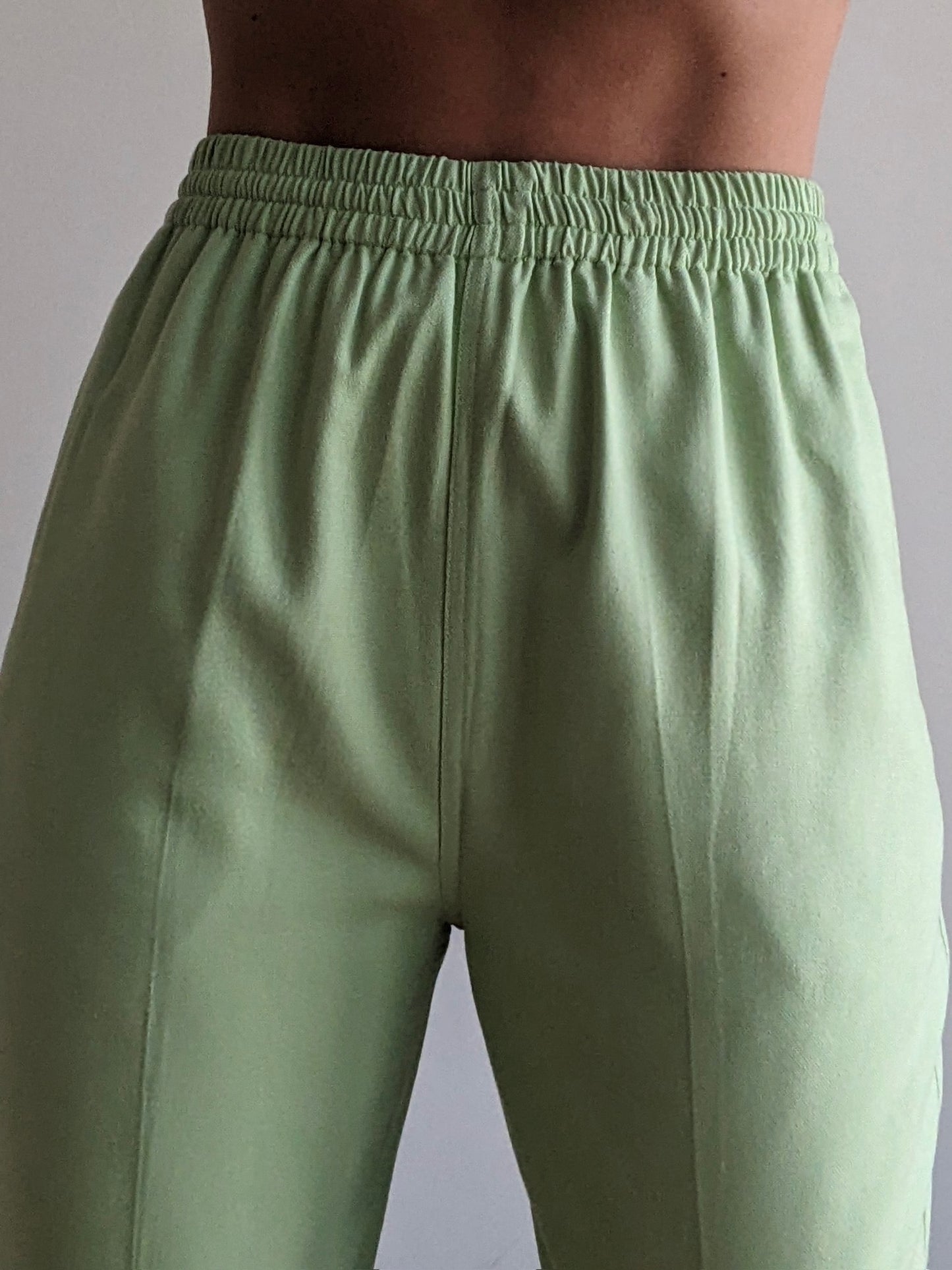 Vintage Matcha Woven Silk Leisure Pants