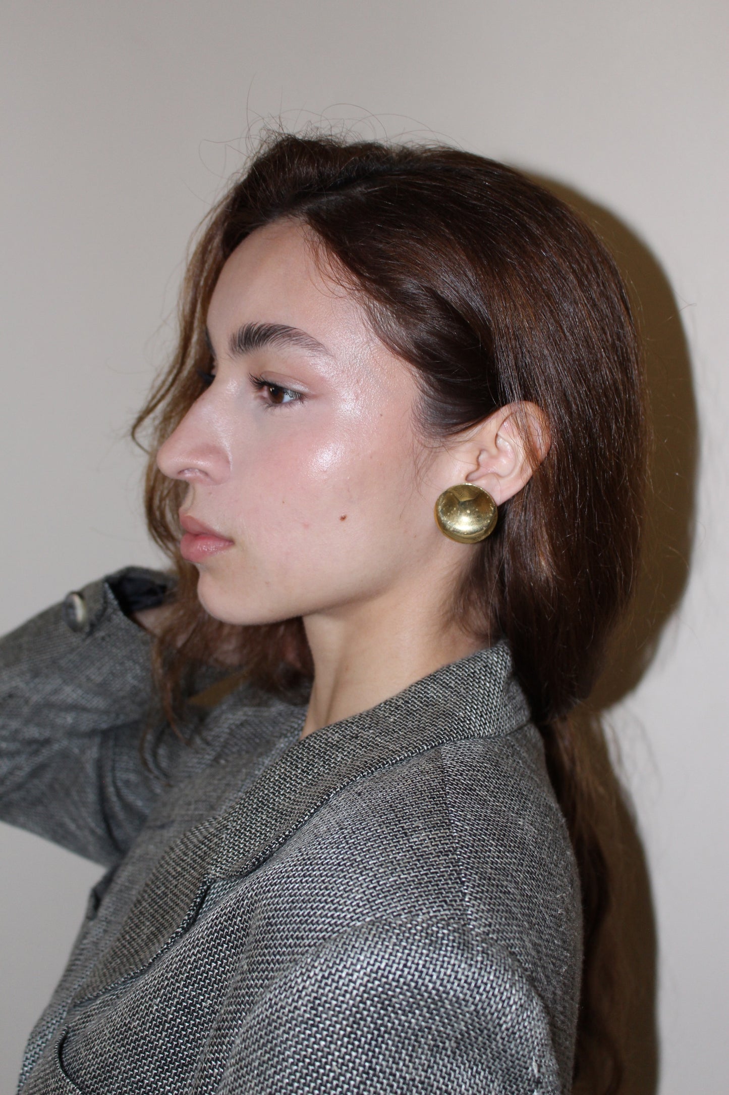 Vintage Gold Concave Circle Earrings