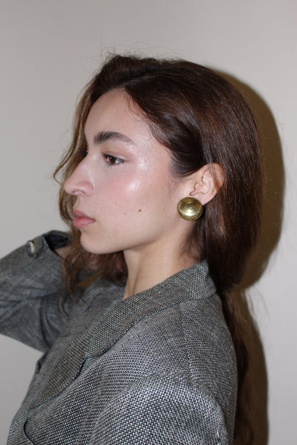 Vintage Gold Concave Circle Earrings