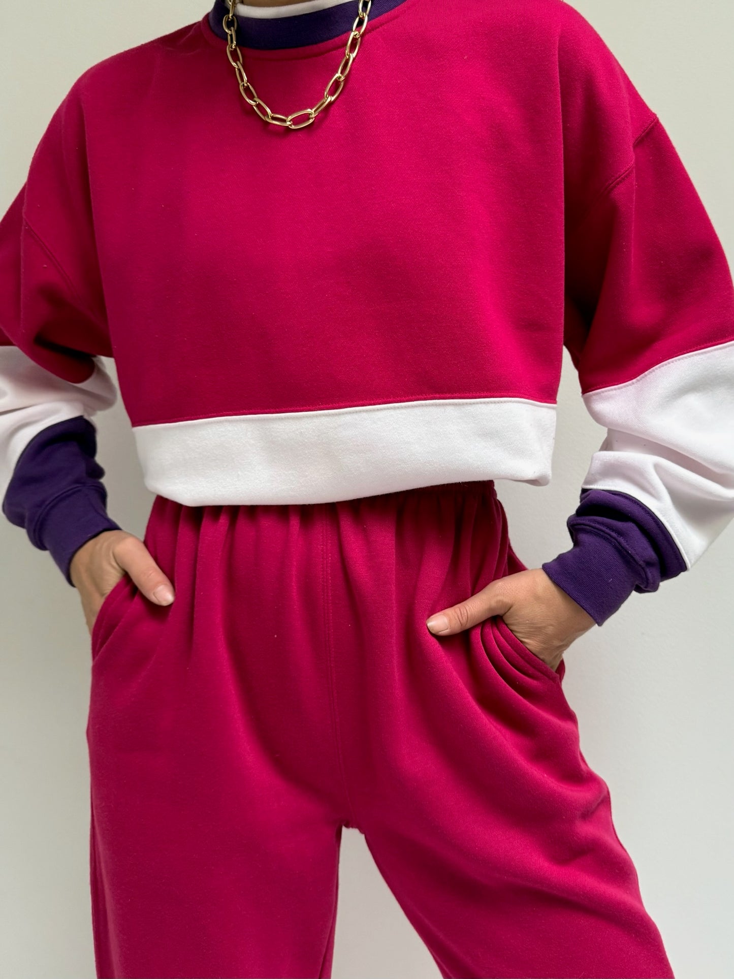 90s Bright Wide Striped Sweat Set