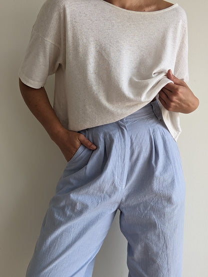 Vintage Pleated Chambray Trousers