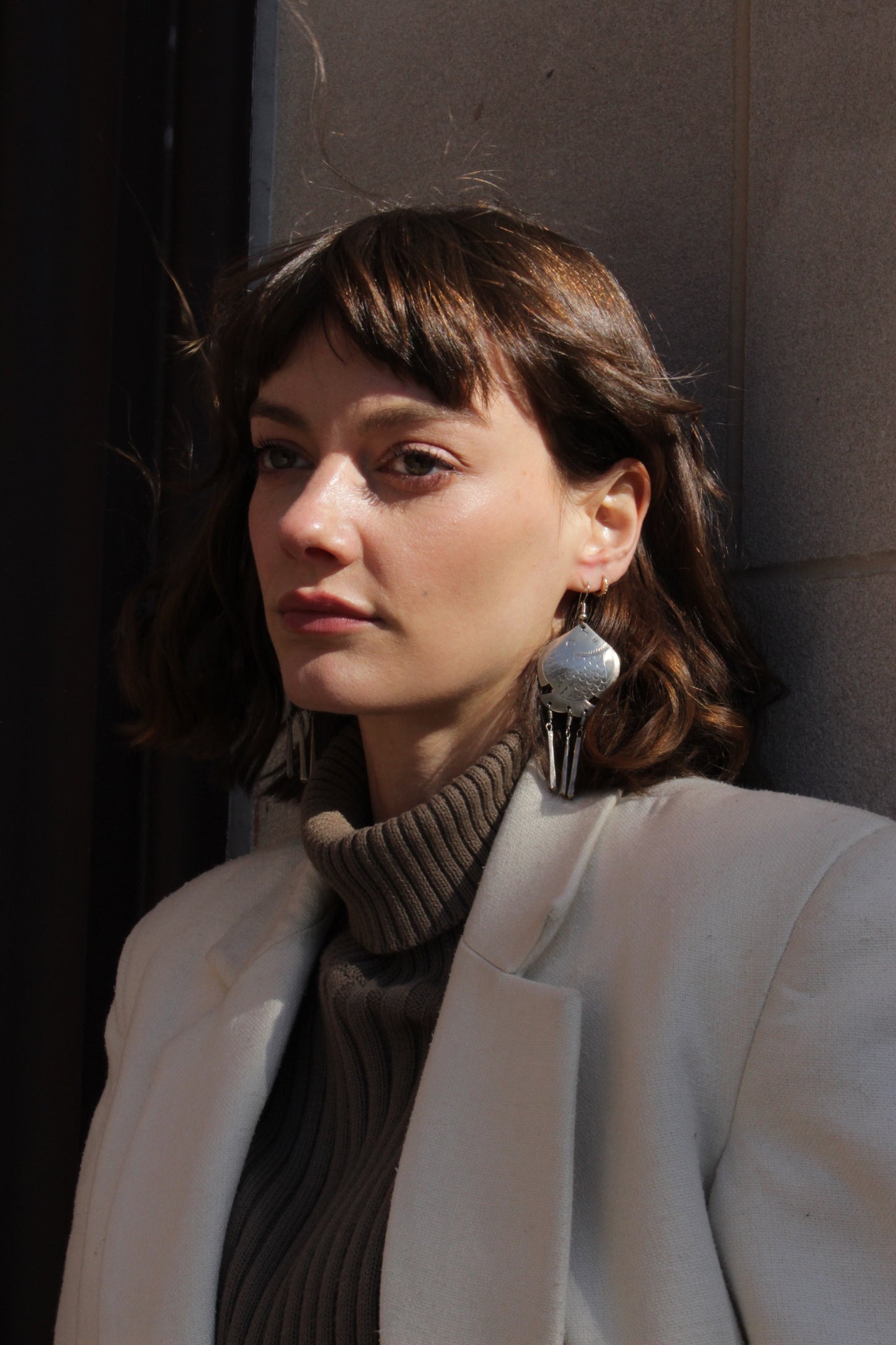 Vintage Silver Fish Drop Earrings