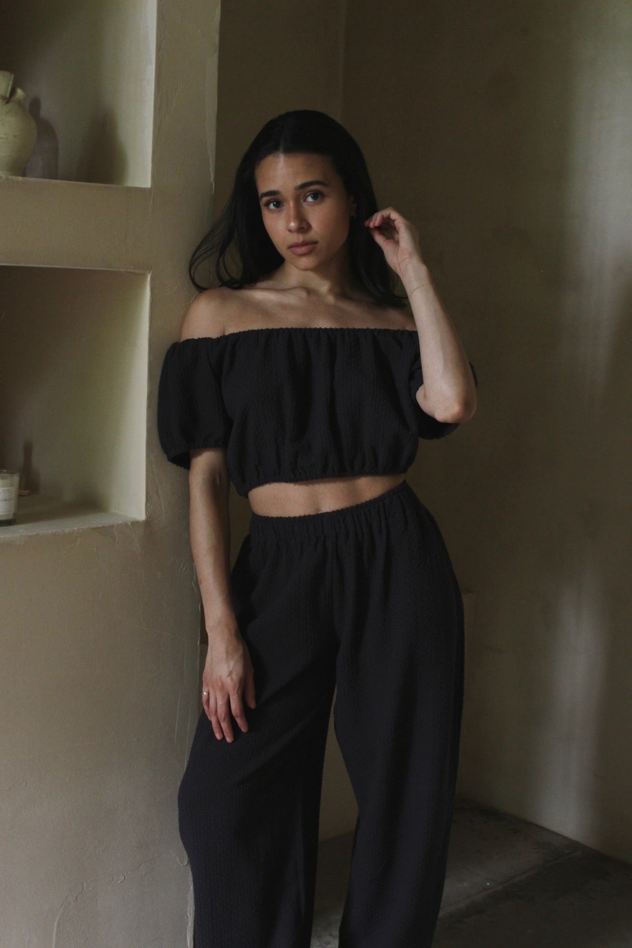 Stella Basketweave Cotton Crop Top