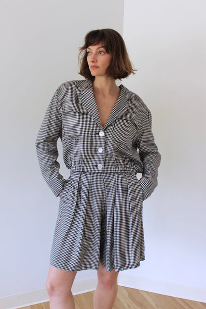 Incredible Vintage Gingham Jacket & Shorts Set