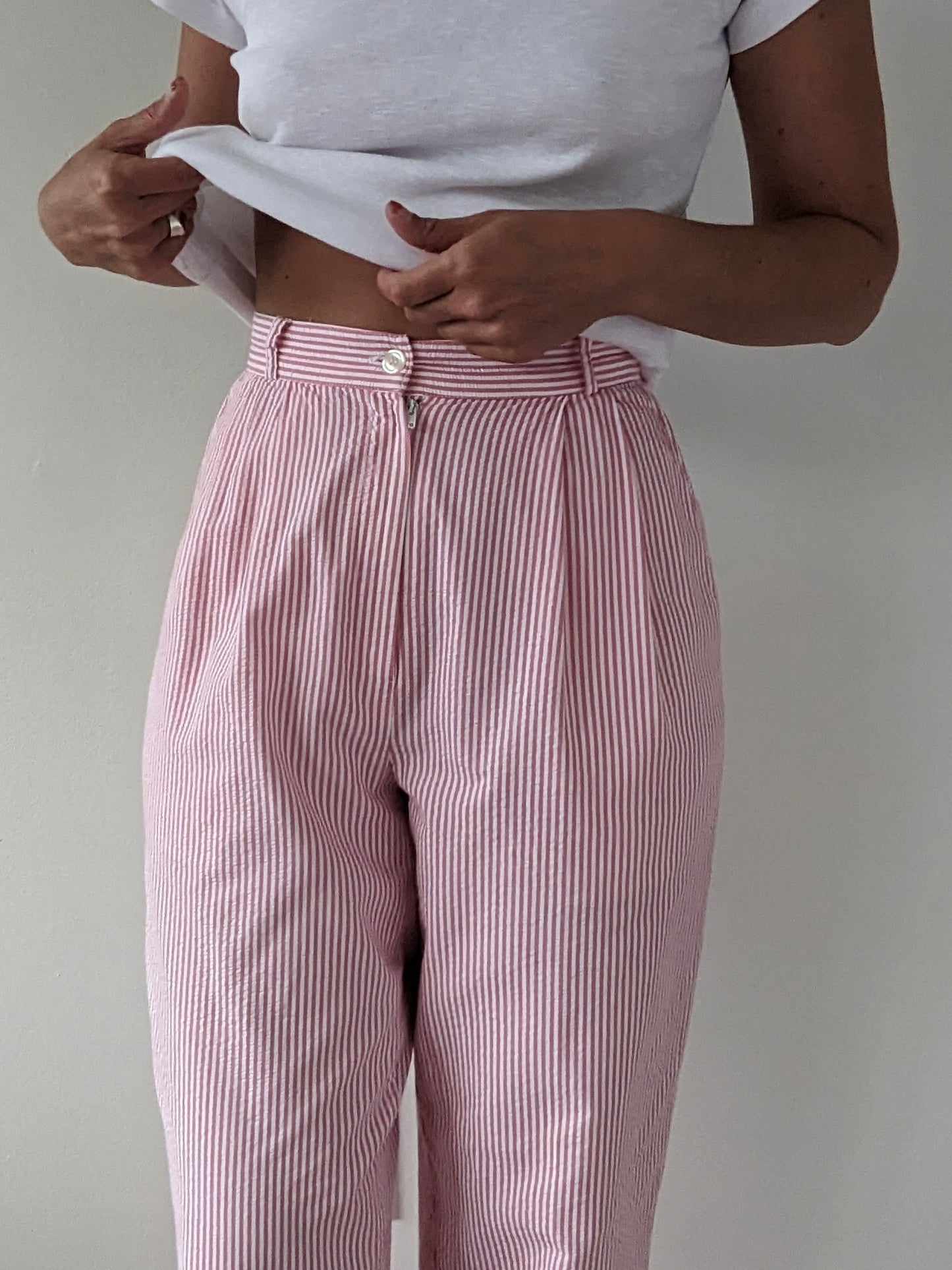 Vintage Grapefruit Seersucker Trousers