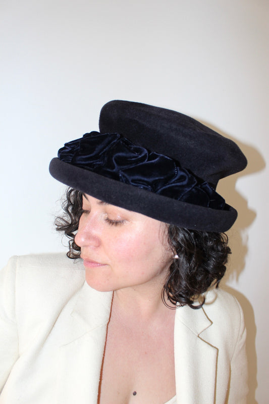 Favorite Vintage Midnight Velvet & Bow Hat