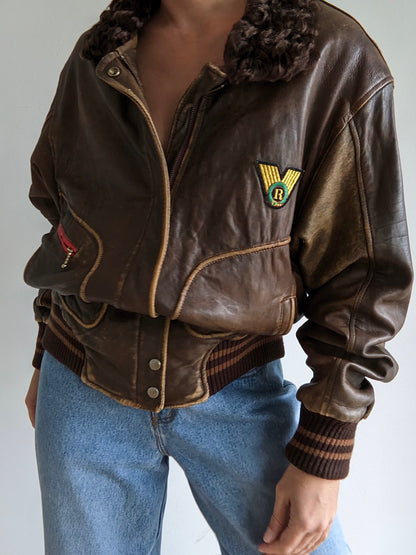 Incredible Vintage Fur-Collar & Leather Flight Jacket