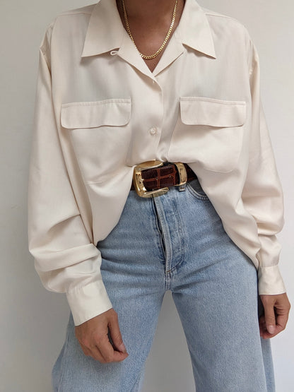 Vintage Cream Silk Blouse