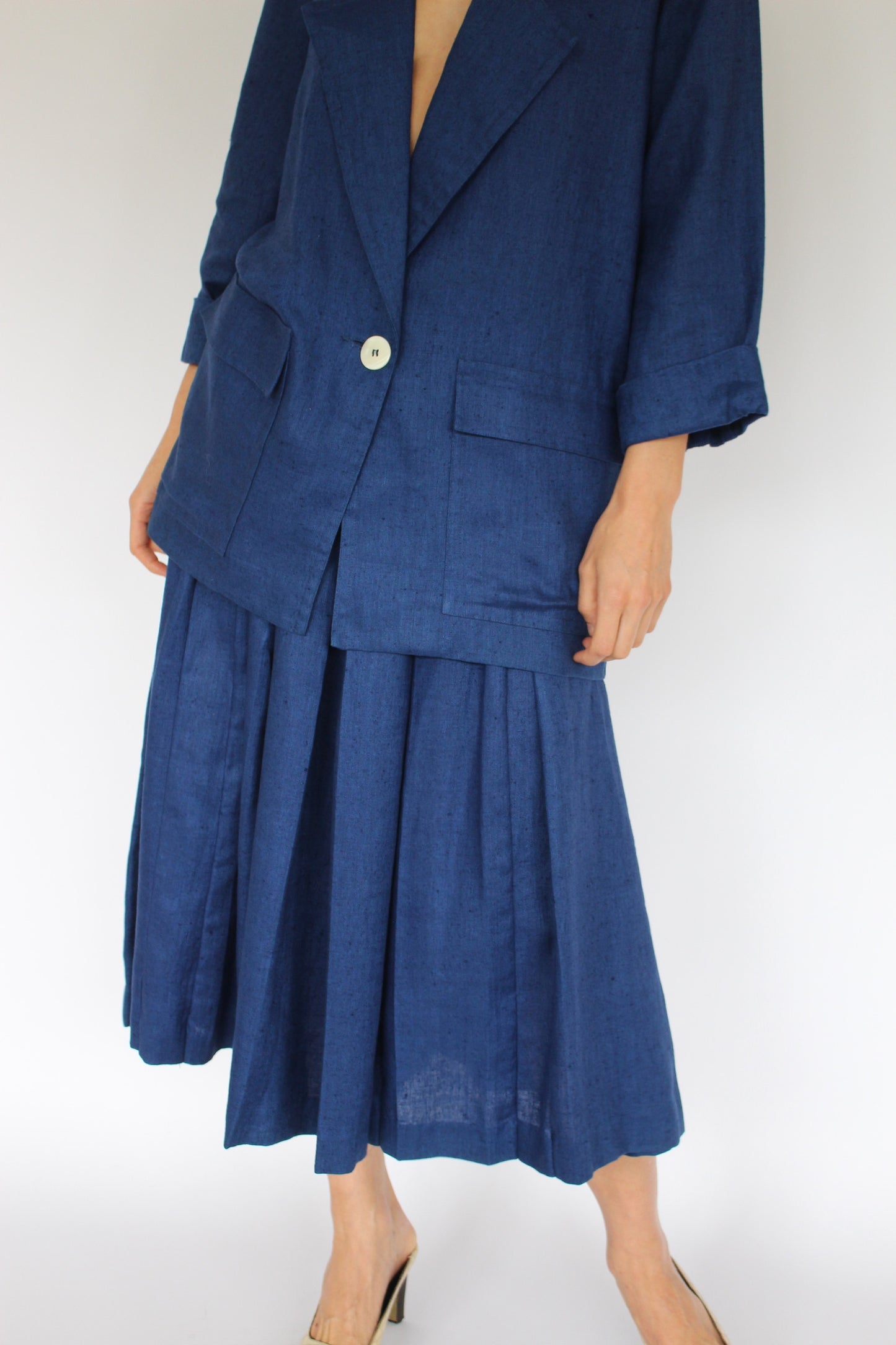 Vintage Lapis Linen Pant Suit