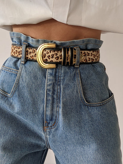 Vintage Printed Calf Hair & Leather Belt
