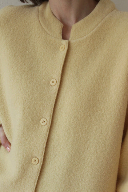 Vintage Buttercream Wool Pocket Cardigan