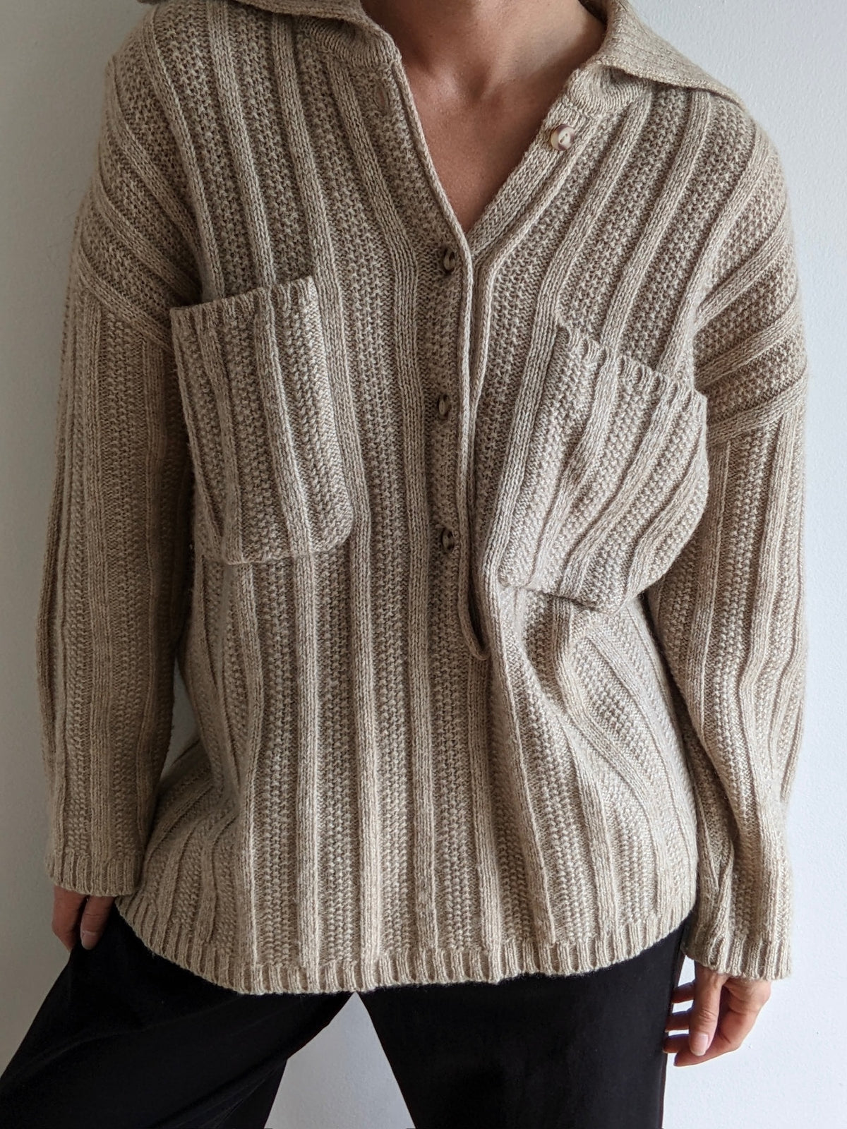 Vintage Oat Collared Wool Henley