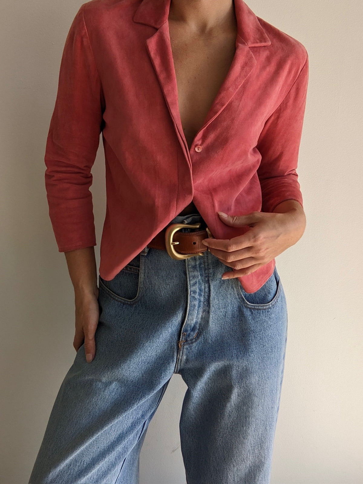 Incredible Vintage Sueded Leather Blouse