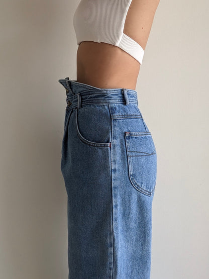 Vintage Pleated High-Rise Denim
